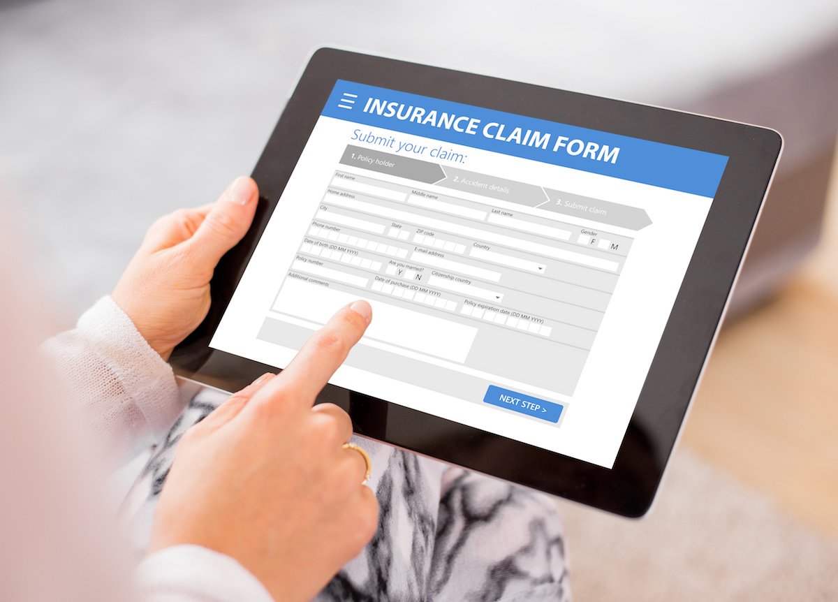 insurance claim form on an iPad